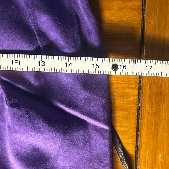 Calvin Klein Sheath Pleated Scoop Neck Cap Sleeve Belted Size 10 Purple Dress - Picture 4 of 8